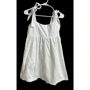 Petal & Pup White Mini Tie Dress Pockets Size Small 4